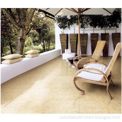 60*60 glossy surface unglazed porcelain polished tile layers double loading yellow cream mafil flooring kitchen tiles